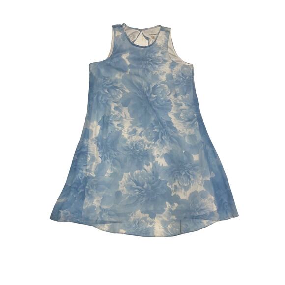 Calvin Klein Sleeveless Knee Length Lined BLUE Floral Dress size 4 Trapeze - Picture 1 of 5